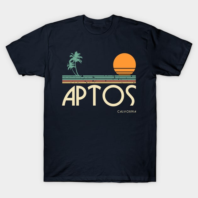 Aptos California Sunset and Palm Trees T-Shirt by OCSurfStyle